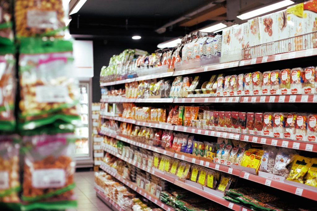 supermarket shelves